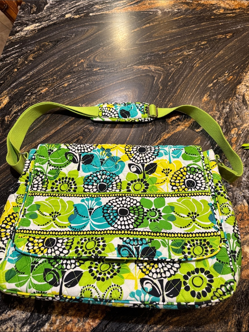 Vera Bradley Lime Green & Teal Floral Crossbody Bag